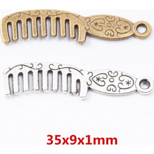 50 pieces of retro metal zinc alloy comb pendant for DIY handmade jewelry necklace making 7055