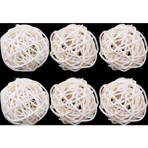 6Pcs Simple Natural Rattan Ball Wicker Balls Decorative Spheres Rattan Twig Crafts Light Cover Decors 7 cm
