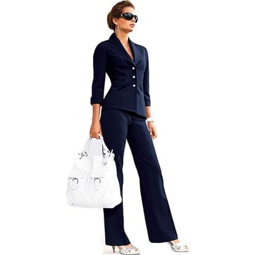 Pant Suits Three Buttons Fly Office Female Womens Business Tuxedos Lady Slim Fit Casual 2 Pieces Blazer Pants Daily Dress
