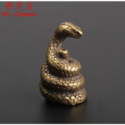 Antique Brass Chinese Zodiac Snake Incense Burner Decoration Ornament Mini Animal Statue Home Decor Vintage Copper Desk Figurine