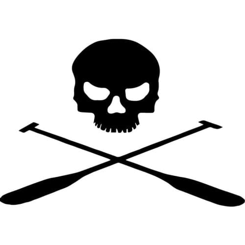 Car Sticker Kayak SKULL CANOE ROWING Decorative Pattern Car Trunk Car Sticker PVC Decals Waterproof Black/white,18cm*12cm