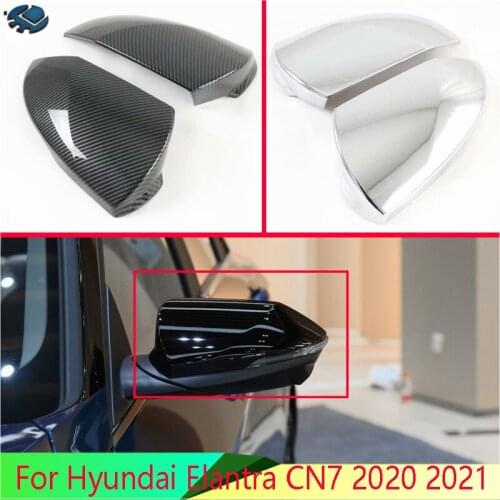 For Hyundai Elantra CN7 2020 2021 Car Accessories ABS Door Side Mirror Cover Trim Rear View Cap Overlay Molding Garnish
