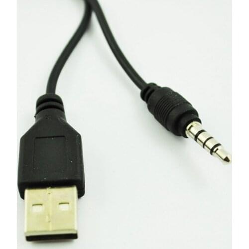 Black USB A Type to 3.5mm Jack Plug o Data Cable for MP3 Mp4