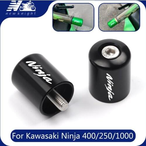 For Kawasaki ninja400 250 Ninja1000 Laser Logo Motorcycle Accessories Green CNC Aluminum Handlebar Grips End Bar Cap End Plug