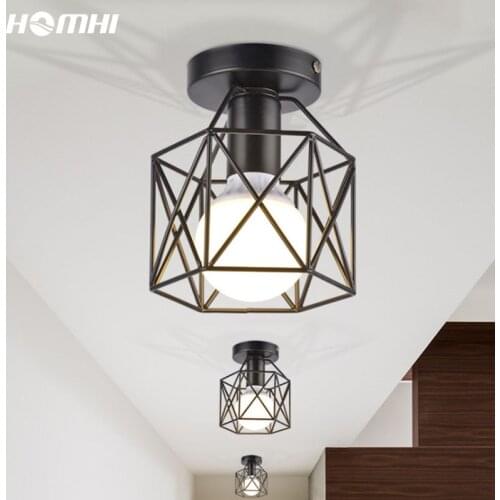 Hallway Light Fixture Black Entrance Modern Lighting Iron Kitchen Surface Mount Luminaria Room Light Nordic Ceiling Lamp E27