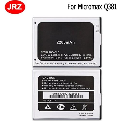 JRZ For Micromax Q381 Phone Battery For Micromax Q381 2200mAh 3.7V Top Quality Replacement Batteries