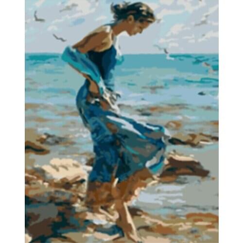 DRAWJOY Figure Painting Framed Picture DIY Painting By Numbers Canvas Oil Painting Beauty Lady For Living Room GX8375 40*50cm