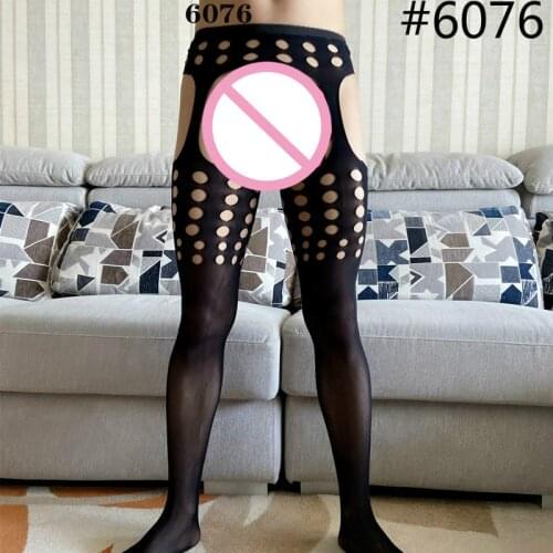 Summer Men Sexy Pantyhose Fashion Guy Male Underwear Gay Lingerie Fetish Net Stockings Crotchless Black Tights Man Sexy Costumes