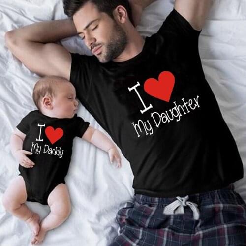 Daddy Baby Romper Matching Clothes I Love My Daddy/Daughter/Son Family Matching Outfits Father Baby Family Look Tshirt
