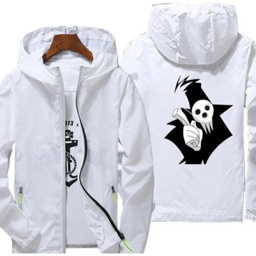 Soul Eater Jacket spring autumn fashion print top men casual zipper jacket mens jacket large size