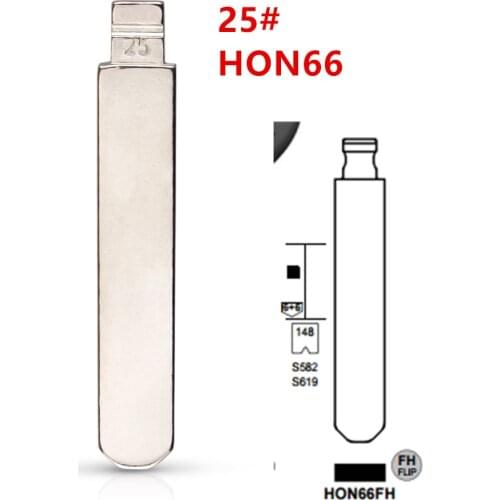 10pcs HON66 Flip Blank key Blade 25# HON66FH for Accord Fit City New Odyssey for KD keydiy xhorse remotes