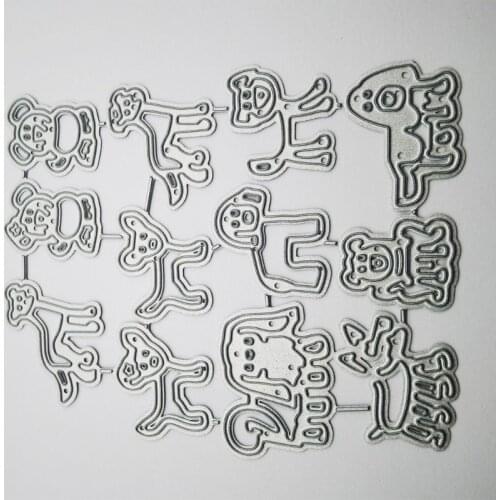 Dogs Metal Cutting Dies Stencil DIY Scrapbooking Album Paper Card Template Mold Embossing Craft Decoration