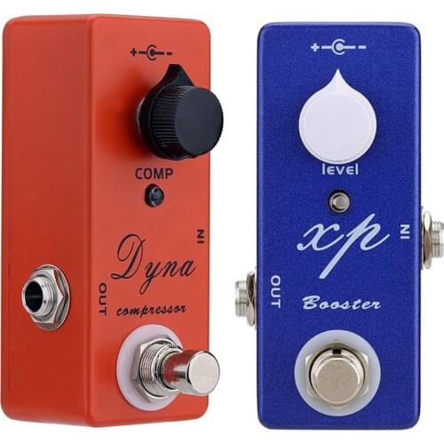 Mosky 2PCS XP Booster Guitar Effect Pedal Mini Single Booster with True Bypass Switching Guitar Parts,Orange & Blue