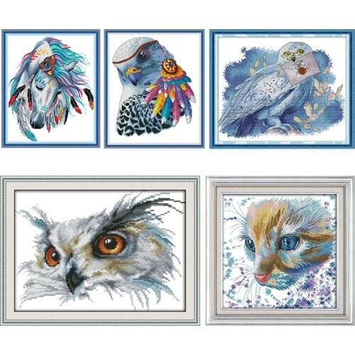 Cross Stitch Kits Embroidery Needlework Owl Patterns Stamped Patterns 11CT 14CT Printed Counted Crafts Decor Art Sewing Handmade