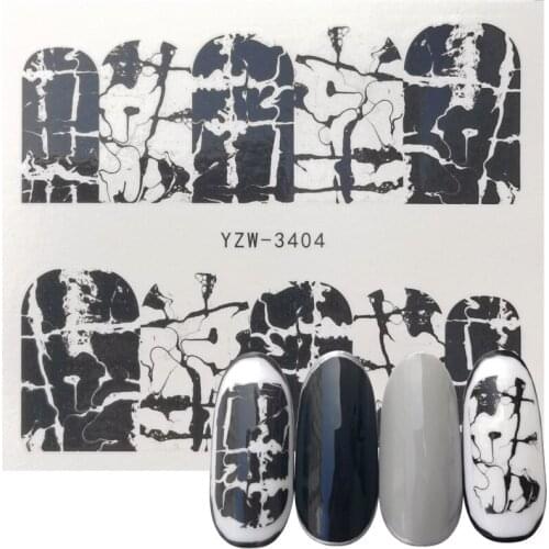 Chic White Black Marble Nail Art Sticker Water Transfer Decal Watermark Slider Manicure Full Wrap Nails Tool Decoration