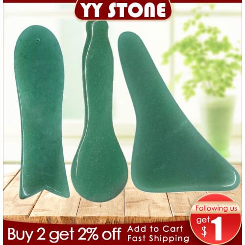 New Massage Tool Guasha Board Natural green jade scraping plate scraper stone massager thin slimming face