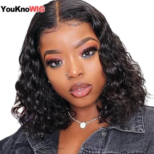 Deep Wave Bob Lace Front Human Hair Wigs Natural Hairline Short Deep Curly Bob Lace Closure Womens Wigs Preplucked Baby Hair