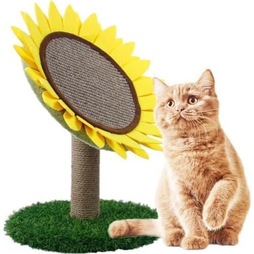 Sunflower Cat Tree Cat Climbing Tower Stable Plush Perches Cat Scratch Posts Activity Centre Cave Toy for Indoor Cats Activity