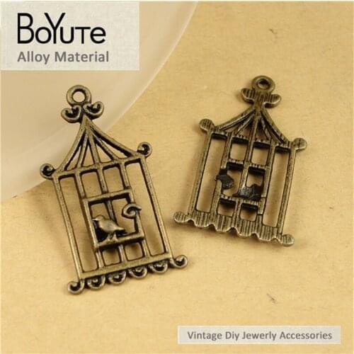 BoYuTe (60 Pieces/Lot) 32*18MM Antique Bronze Plated Charms Pendant Zinc Alloy Birdcage Charms for Jewelry Findings