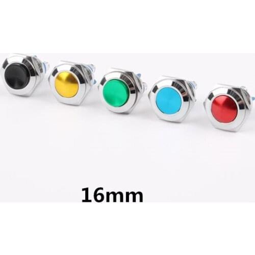16MM semi-oxidated push Domed/high/flat button momentary red black blue Gold Green Screw/pin terminal button