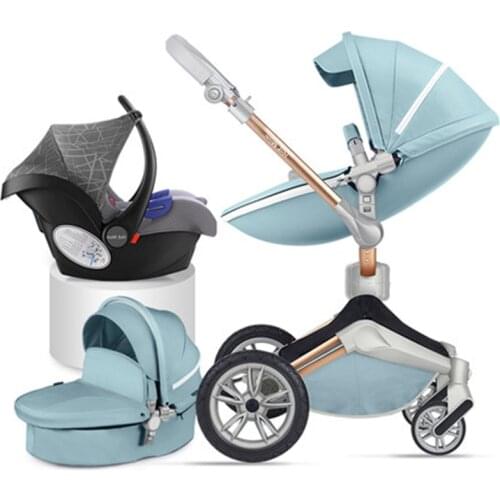 2020 Hot Mom stroller baby high landscape newborn can sit reclining folding light imported baby child stroller PU free ship
