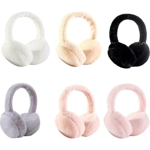 Unisex Winter Warm Faux Furry Earmuffs Headband Solid Color Foldable Ear Warmers 649C