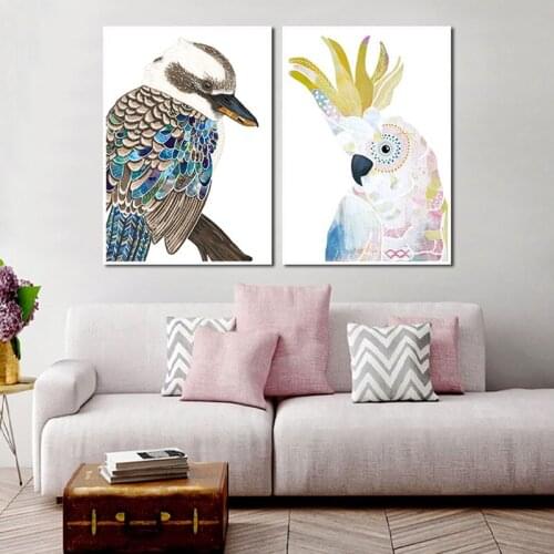 Nordic Simple Poster Cockatoo Painting On Canvas Wall Art Parrot Bird Animal Pictures for Living Room Home Decor Frameless