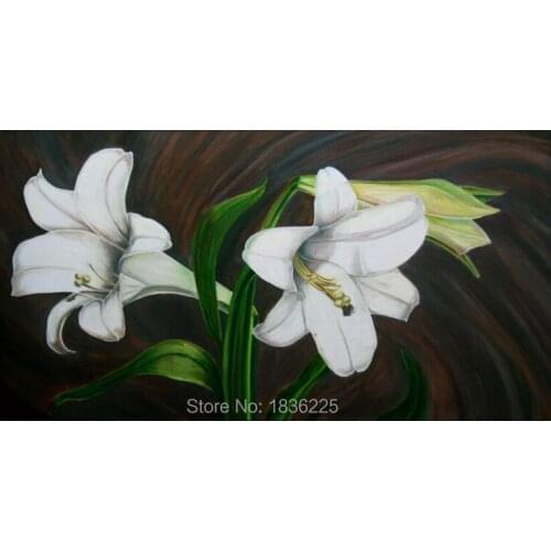 Handmade oil painting flower designs Professional Artists 100% Handpainted Lily Oil Painting Canvas for Home Hotel Wall Decor