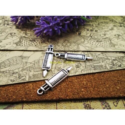 25pcs--30x7mm Antique Silver Work Drum oneside Charms Tibetan Silver Plated Pendants Antique Jewelry Making DIY Handmade