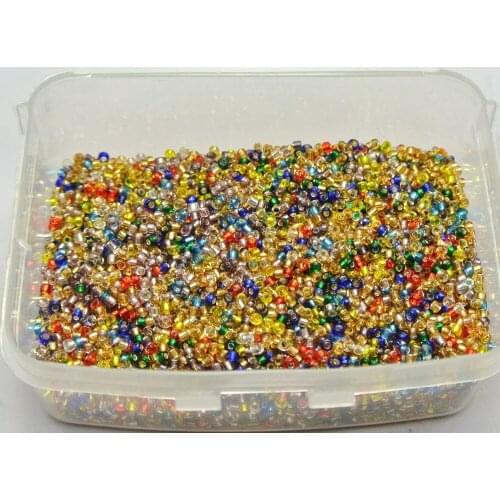 10000 Mixed Color Glass Seed Beads 1.5mm (12/0) silver lined + Storage Box