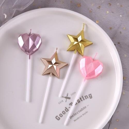 Birthday cake candle metal star diamond