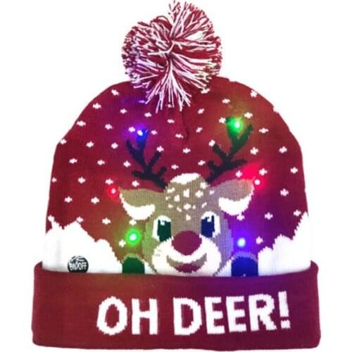 Knitted Christmas Hats Colorful Glowing Knitted Hats Christmas Glowing Knitted Hats Lights Knitted Santa Claus Childrens Decora