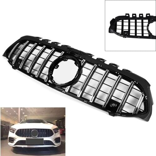 W177 Auto Car Front Grille Silver ABS Plastic GT R Upper Grill For 2019 Mercedes-Benz A-Class A200 A250 A45