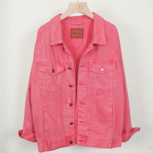 Vintage Pink Batwing sleeve Jeans Jacket Women Student Short Denim Jacket Coat Korean Oversized Loose Jean Coat Female Outerwear