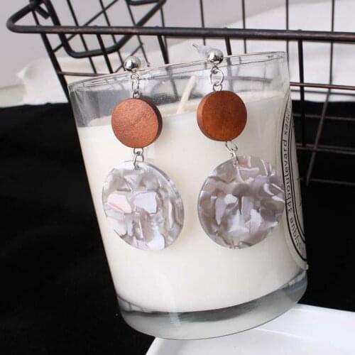 2018 New Hot Sale Geometric Round Acetic Acid Earrings Wood Grain Earring Fashion Women Jewelry Wholesale Oorbellen
