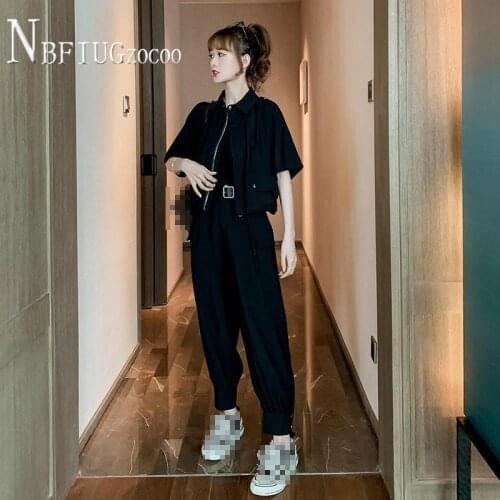 2020 New Summer Hongkong Style Women Sets Coat And Pants Female Sets