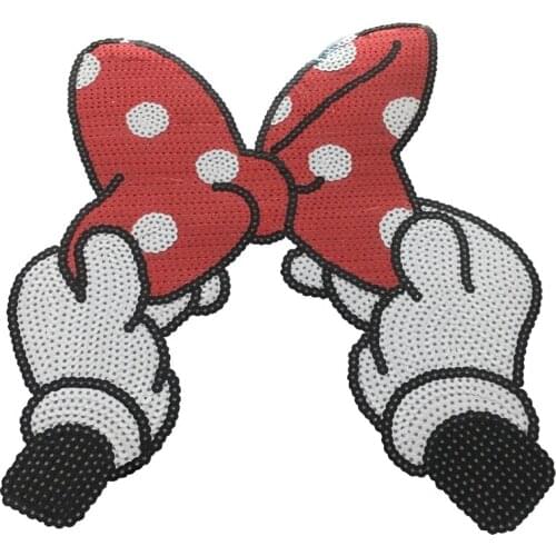 1PCS Girl Sequined Patches for Dresses Iron on Garments Patches Large 3D Bow Feather Applique DIY Stickers Sequin Patches Kids