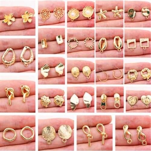 4pcs/lot Earrings Studs Accessories Jewelry Findings & Components Earring Accessories Golden Distorted Earrings Base Studs P84