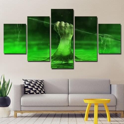 HD Painting Modern Wall 5 Pieces/Pcs Green Arrow Printed Picture Modular Art For Living Room Home Decoration Artwork Canvas