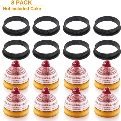 8pcs Round Shape Cake Moulds Mousse Circle Cutter Decorating Tool French Dessert DIY Perforated Ring Non Stick Baking Supplies