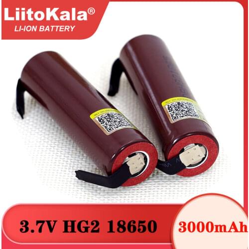 1pcs Liitokala HG2 18650 3000mAh battery 18650HG2 3.6V discharge 20A, dedicated For hg2 batteries + DIY Nickel