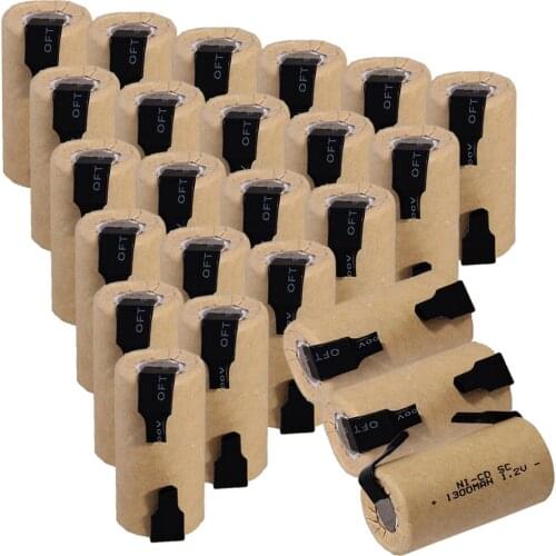 24 pcs SC battery 4.25cm*2.2cm 1300mah 1.2V NICD SUBC batteries real capacity for power tools for BOSCH for DEWALT for CASALS