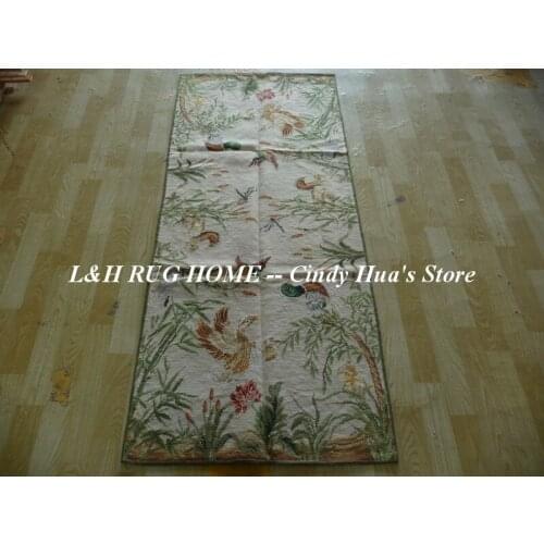 Free shipping 2.5'x6' needlepoint rugs stunning flying birds hand woven rugs