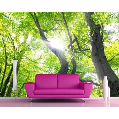 Beibehang Large wallpaper nature landscape sun through woods photo wallpaper 3D living room TV wall wallpaper papel de parede