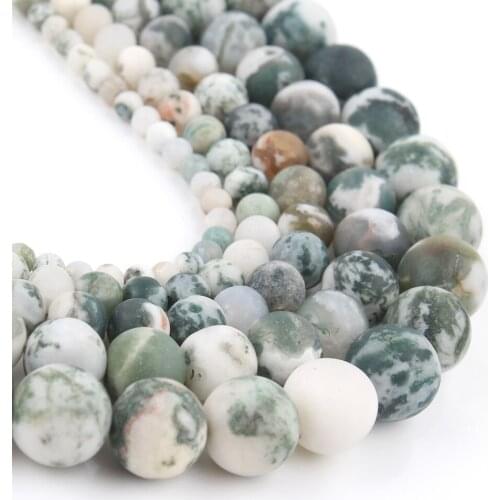 4-12mm Natural Matte Dull Polished Tree Agates Stone Beads Round Loose Spacer Beads For Jewelry DIY Making Bracelet Necklace15