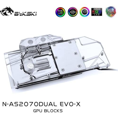 Bykski Water Block use for ASUS DUAL RTX2070 O8G / 2060S A8G Evo / Full Cover Copper Radiator Block/3PIN 5V A-RGB / 4PIN 12V RGB