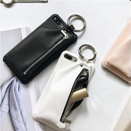 Couples Case for iPhone 12 Case Luxury PU Leather Wallet Zipper Handbag Stand Case For iPhone 11 XS 6 6S 7 8 Plus With Ring Card