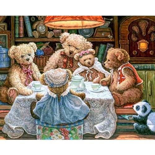 DIY Round/square Diamond Painting Decorative Rhinestone Mosaic 5D Cross Stitch Diamond embroidery Teddy Bear Family LG2055