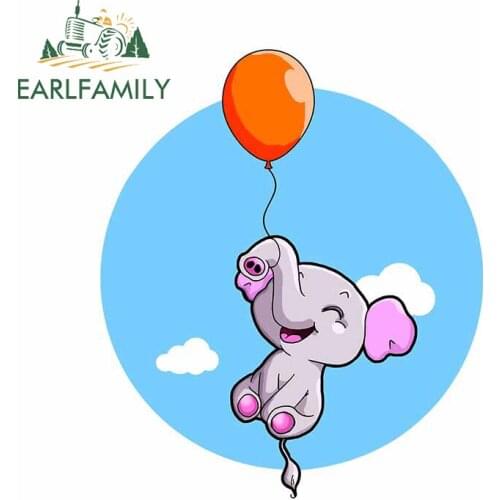 EARLFAMILY 13cm x 10.9cm for Flying Elefant Car Sticker Bumper Scratch-Proof Windows Decal Air Conditioner Wall JDM Assessoires