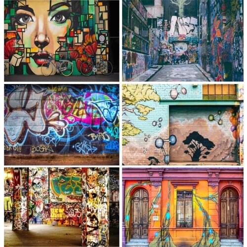 Brick Wall Art Graffiti Photography Backdrops Baby Children Portrait Photography Background For Photo Studio 210328TYD-02